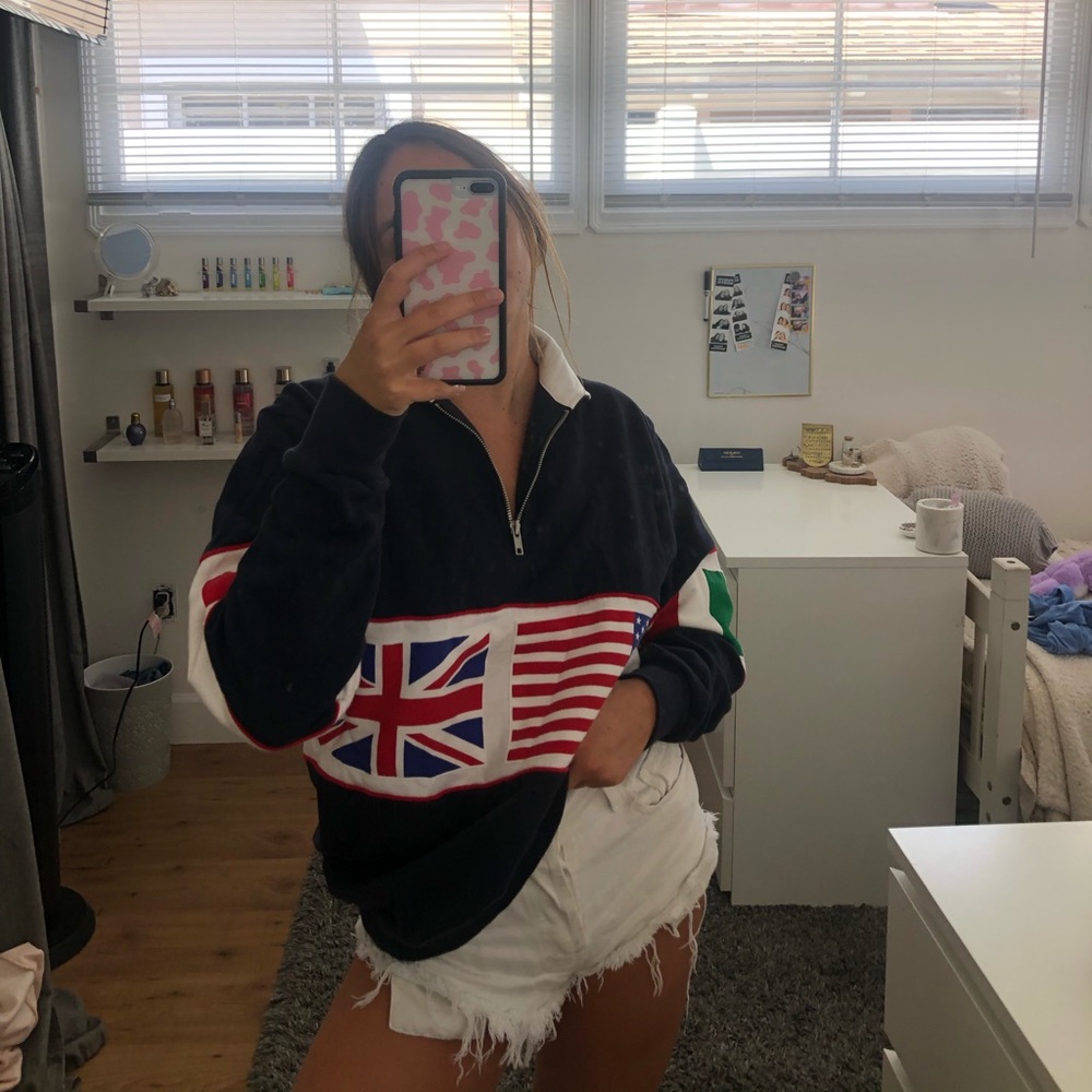 Brandy flag quarter zip